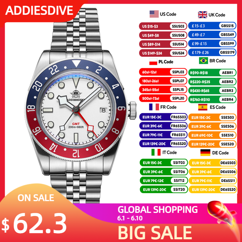 Gmt Dual Timezone Watch - ADDIESDIVE 39mm Men's Quartz Wristwatch Luxury
