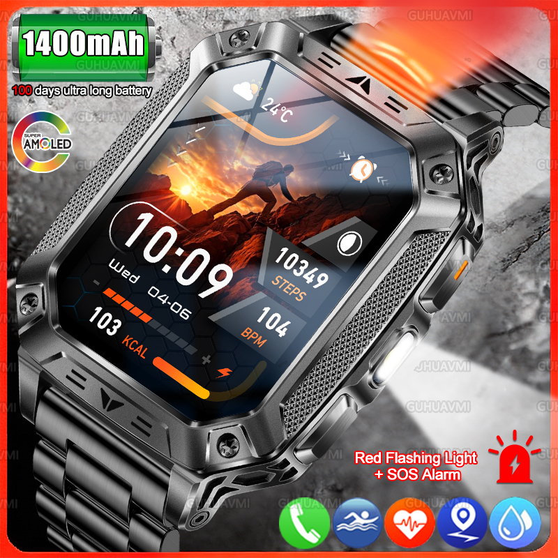 Gmt Dual Timezone Watch - 1400mAh Battery Durable Adventure Smart Watch