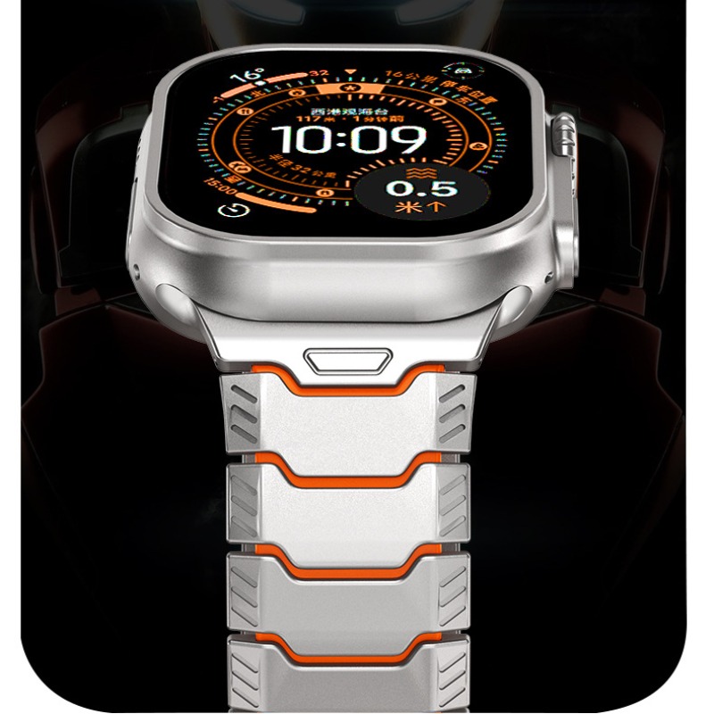 Luxury Watch With Rubber Strap - Titanium Rubber Strap for Apple Watch