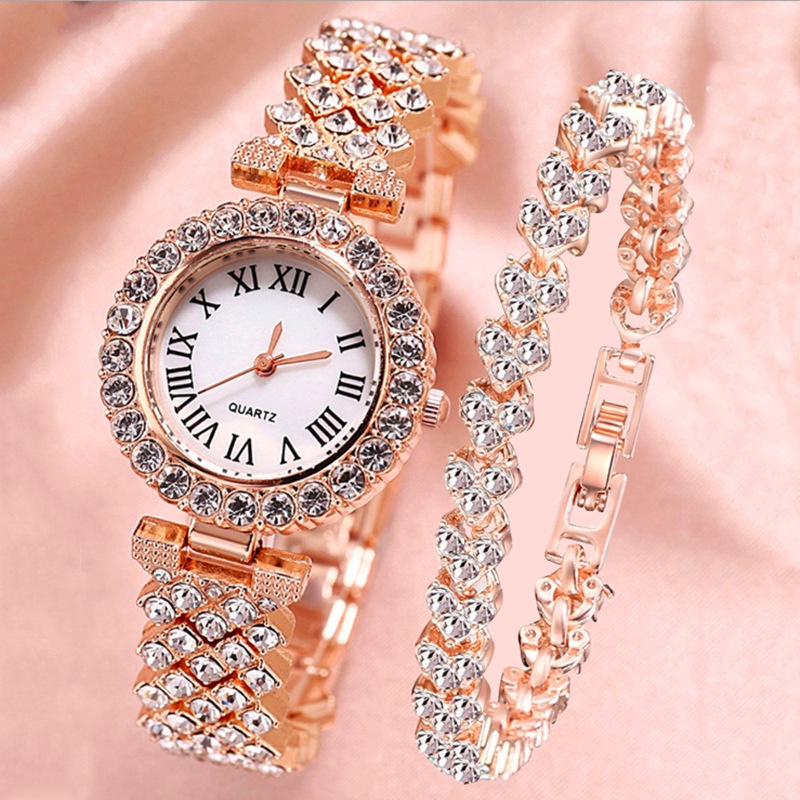 Lux Watch - 2PCS/Set Women's Watch Fashion Rhinestone Roma