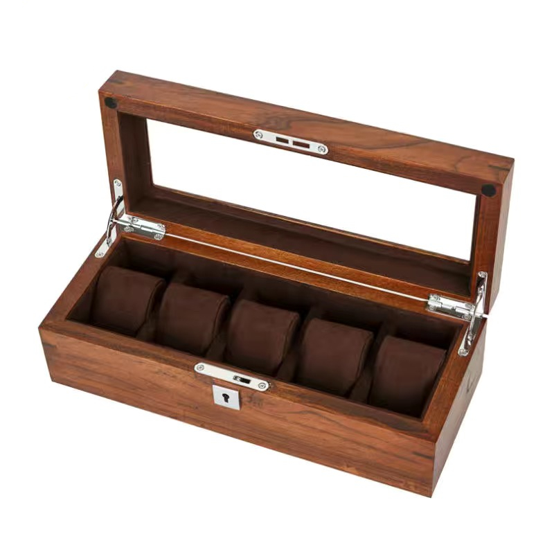 Luxury Watch Holder For Men - 5 Slots Solid Wood Watch Box