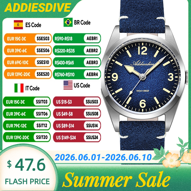 Luxury Watch Straps - ADDIESDIVE 36MM 200M Waterproof Sapphire Glass