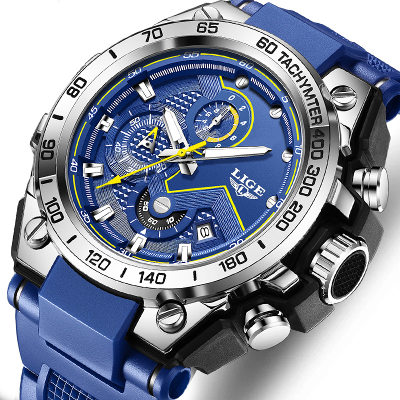 Luxury Watch With Rubber Strap - LIGE Luxury Military Men Watch Waterproof