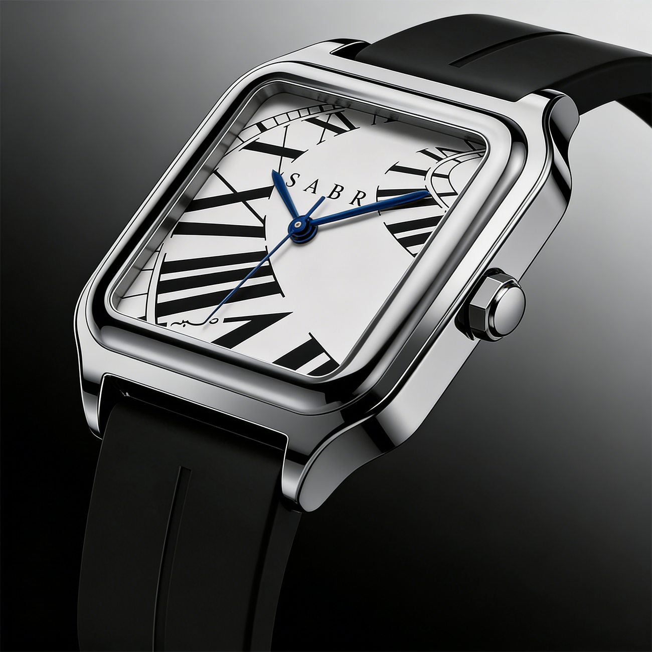Luxury Watch With Rubber Strap - SABR Square Stainless Steel Alloy Quartz