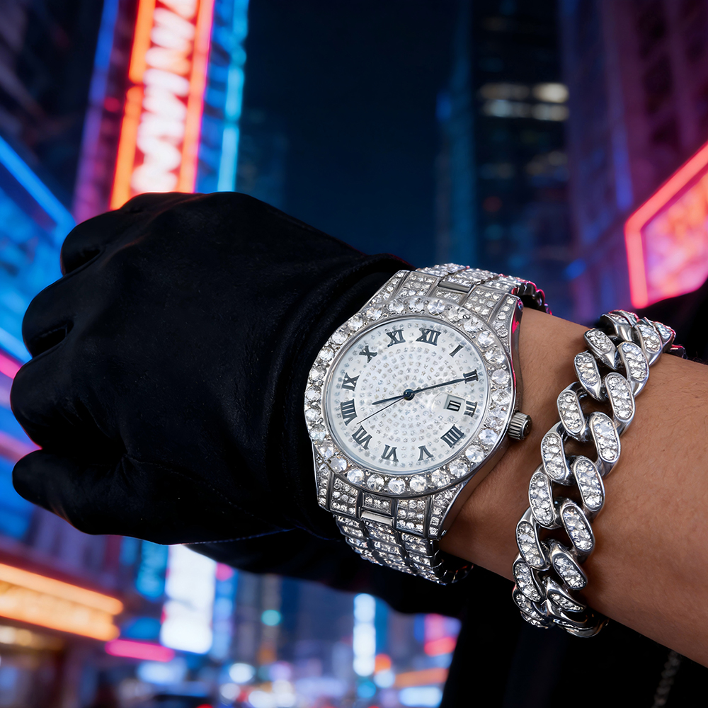 1 Hip-hop Full Diamond Silver  – Best Luxury Quartz Watch Bewertung und Preis
