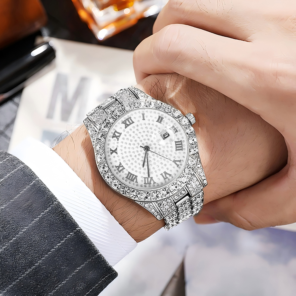 1 Hip-hop Full Diamond Silver  – Best Luxury Quartz Watch Bewertung und Preis