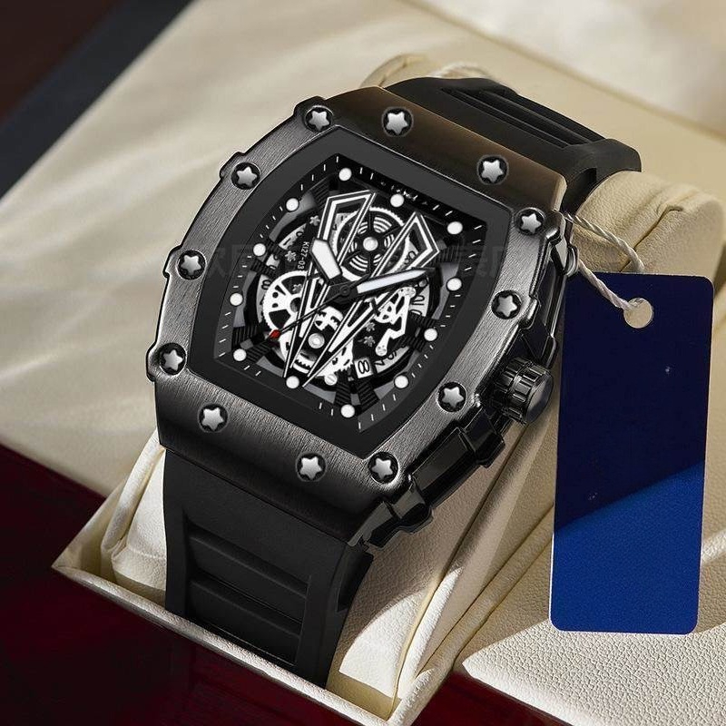 Transparent Black Case Casual  – Luxury Watch With Rubber Strap Bewertung und Preis