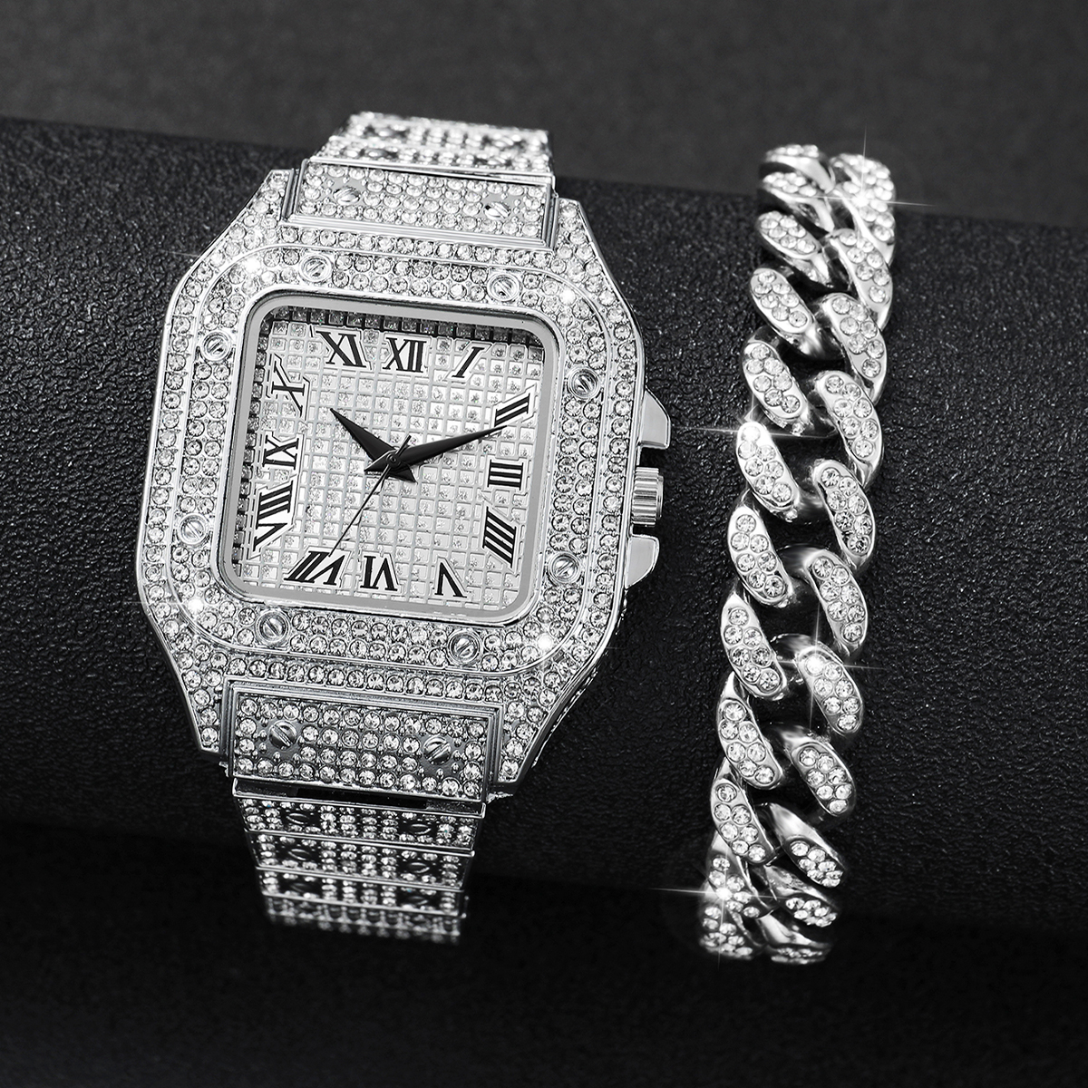 2PCS Iced Out Square Watch & C – Best Luxury Quartz Watch Bewertung und Preis