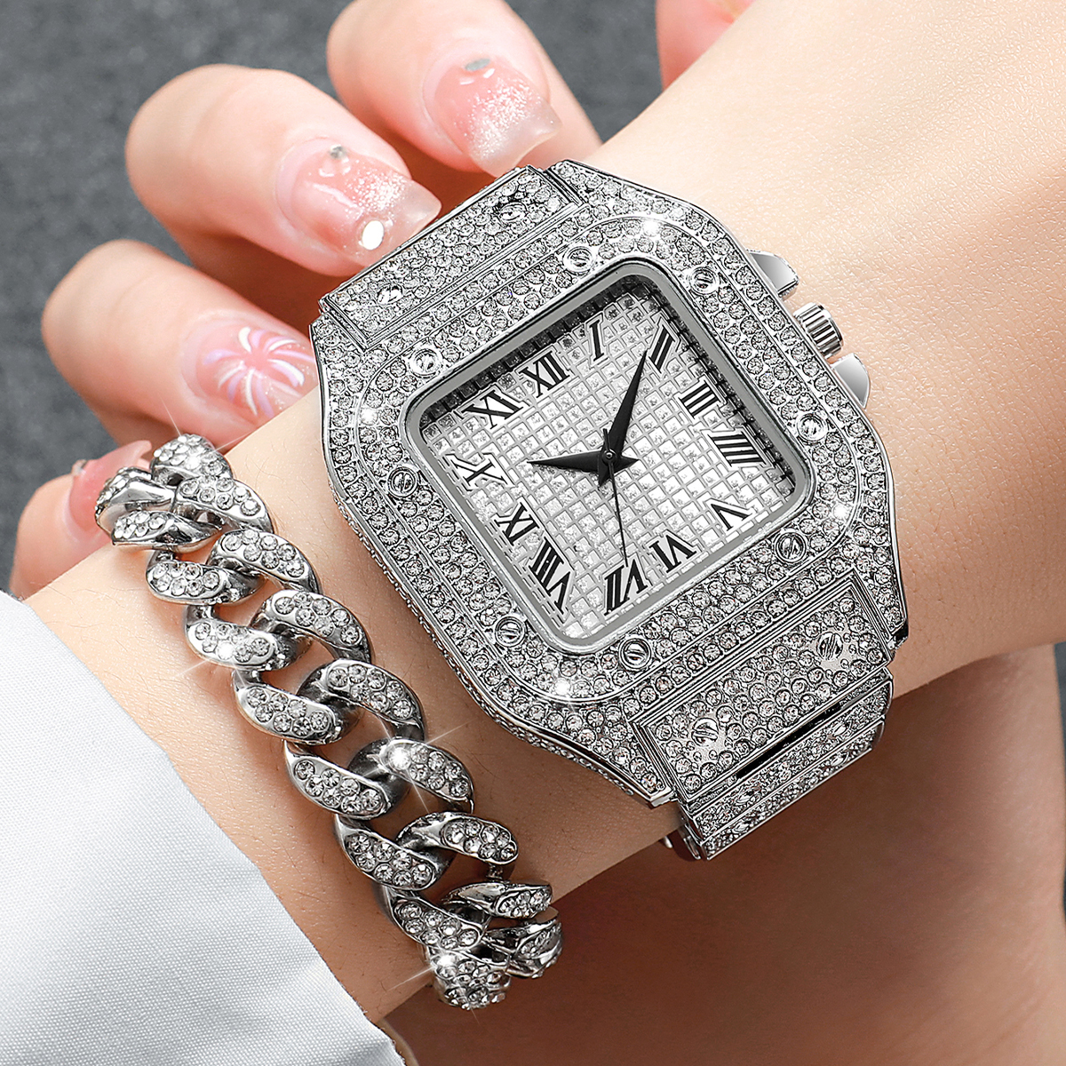 2PCS Iced Out Square Watch & C – Best Luxury Quartz Watch Bewertung und Preis