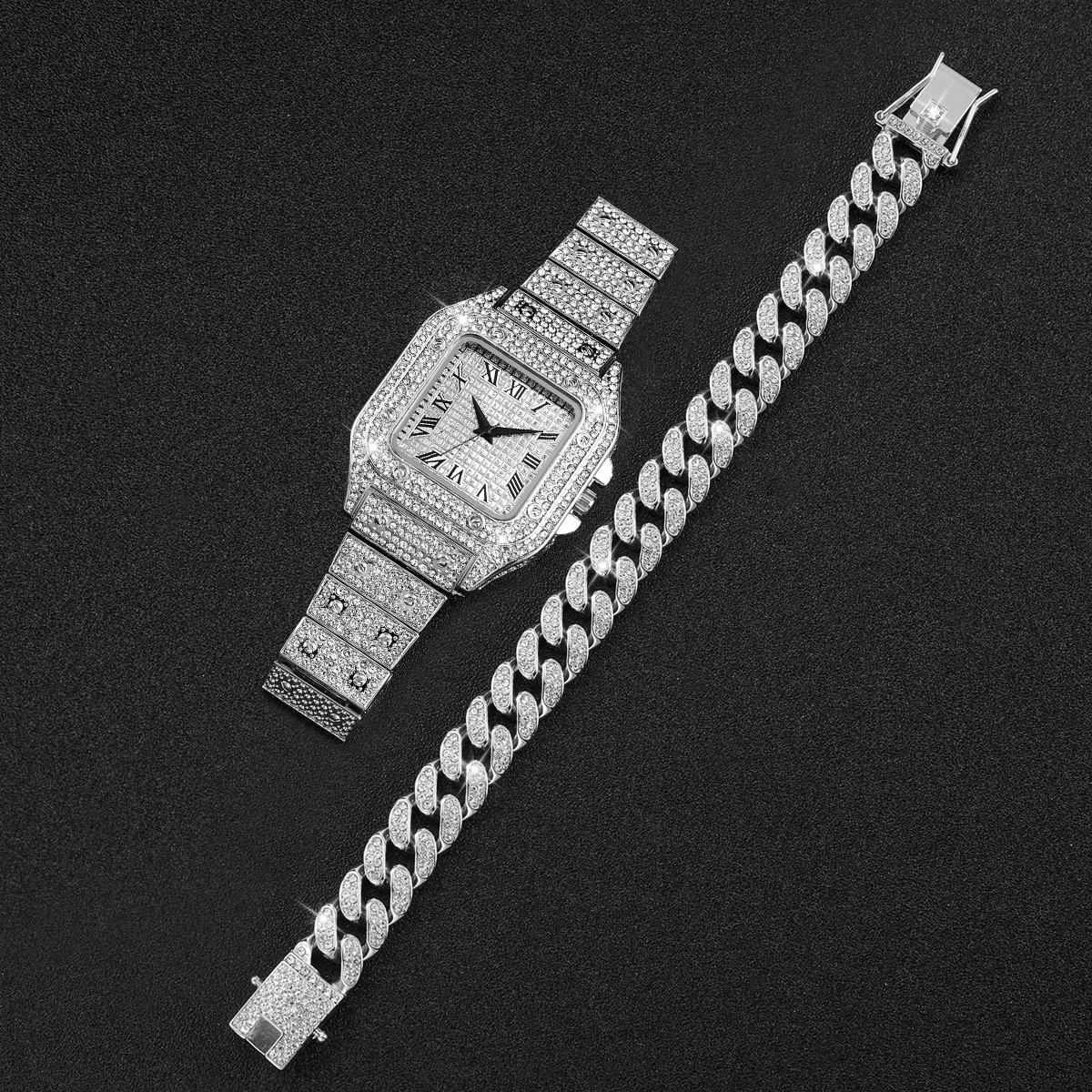 2PCS Iced Out Square Watch & C – Best Luxury Quartz Watch Bewertung und Preis