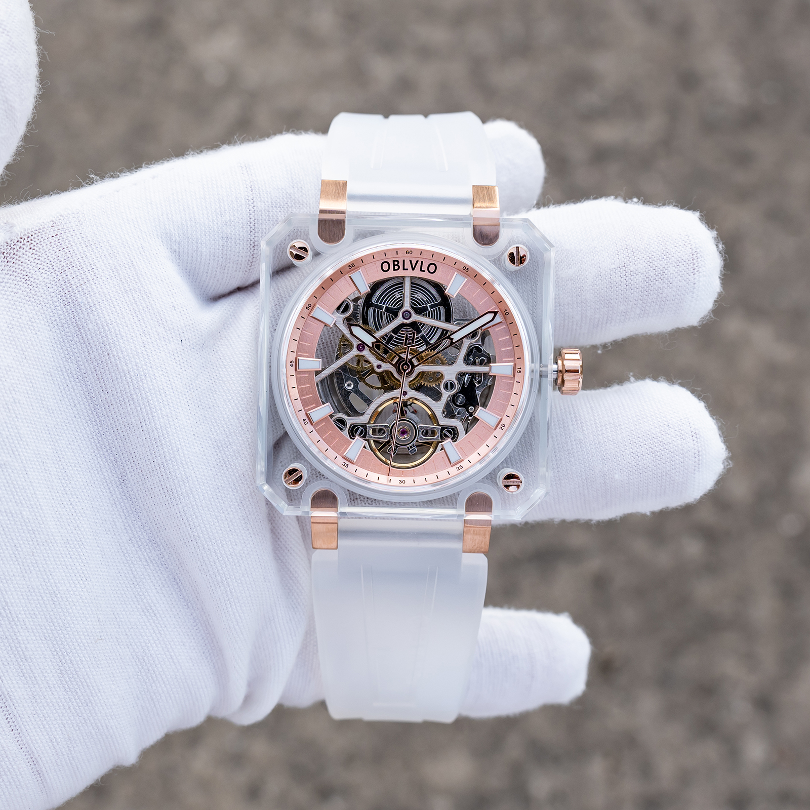 OBLVLO Men's High-End Skeleton – Luxury Watch With Rubber Strap Bewertung und Preis