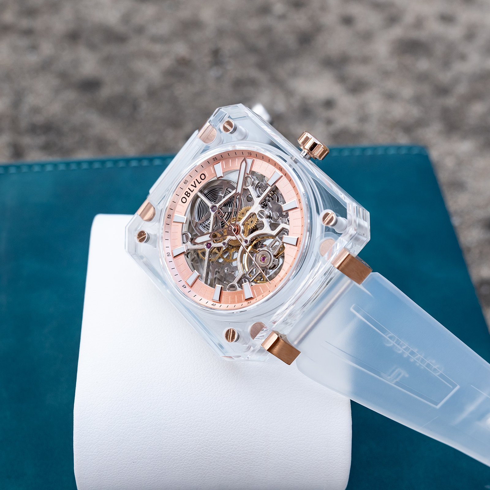 OBLVLO Men's High-End Skeleton – Luxury Watch With Rubber Strap Bewertung und Preis