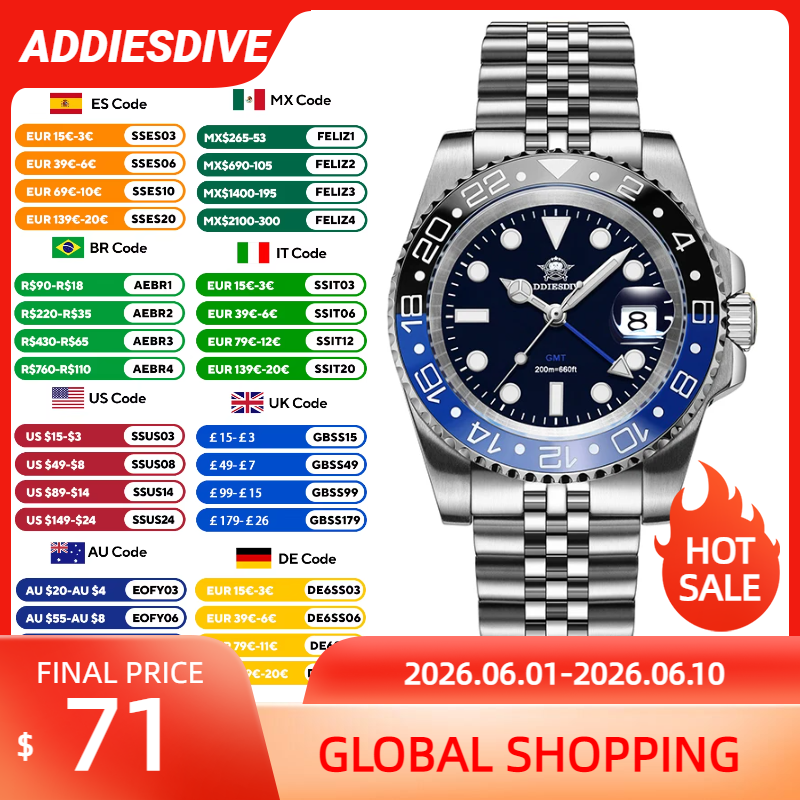 ADDIESDIVE AD2050 Luxury GMT W – Gmt Dual Timezone Watch Bewertung und Preis