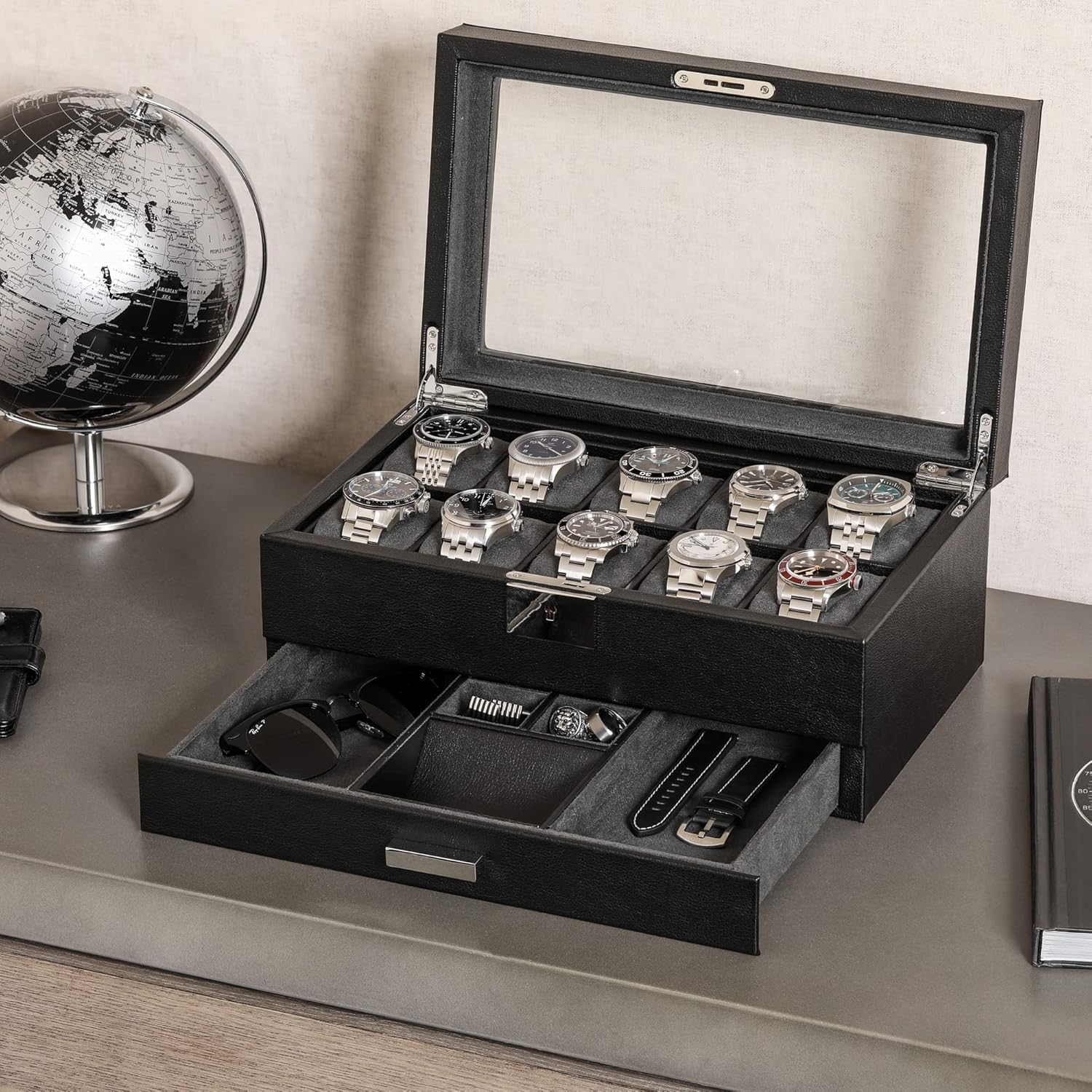 Luxury 10-Slot Watch Box with  – Luxury Watch Holder For Men Bewertung und Preis